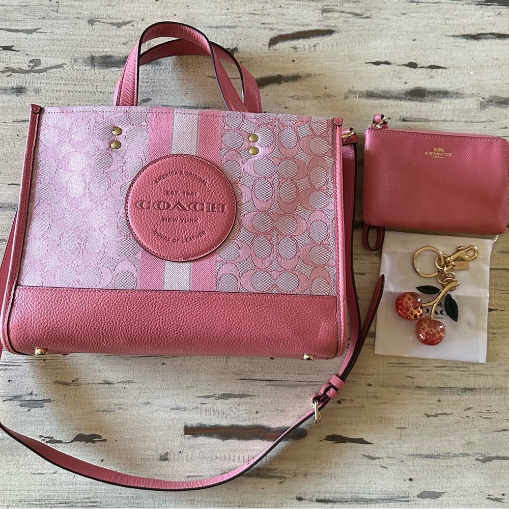 COACH (INCLUDES ALL 3 PIECES)  
Purse with Wristlet and Cherry Bag Charm